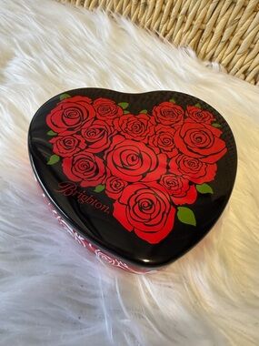 Brighton Black Heart Tin with Red Rose Motif Vintage Style